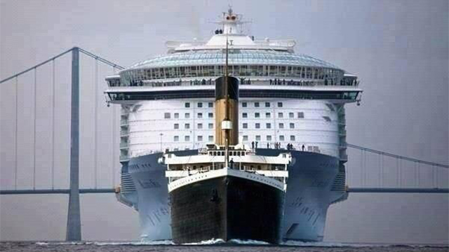 Titanic vs present day ocean liner.