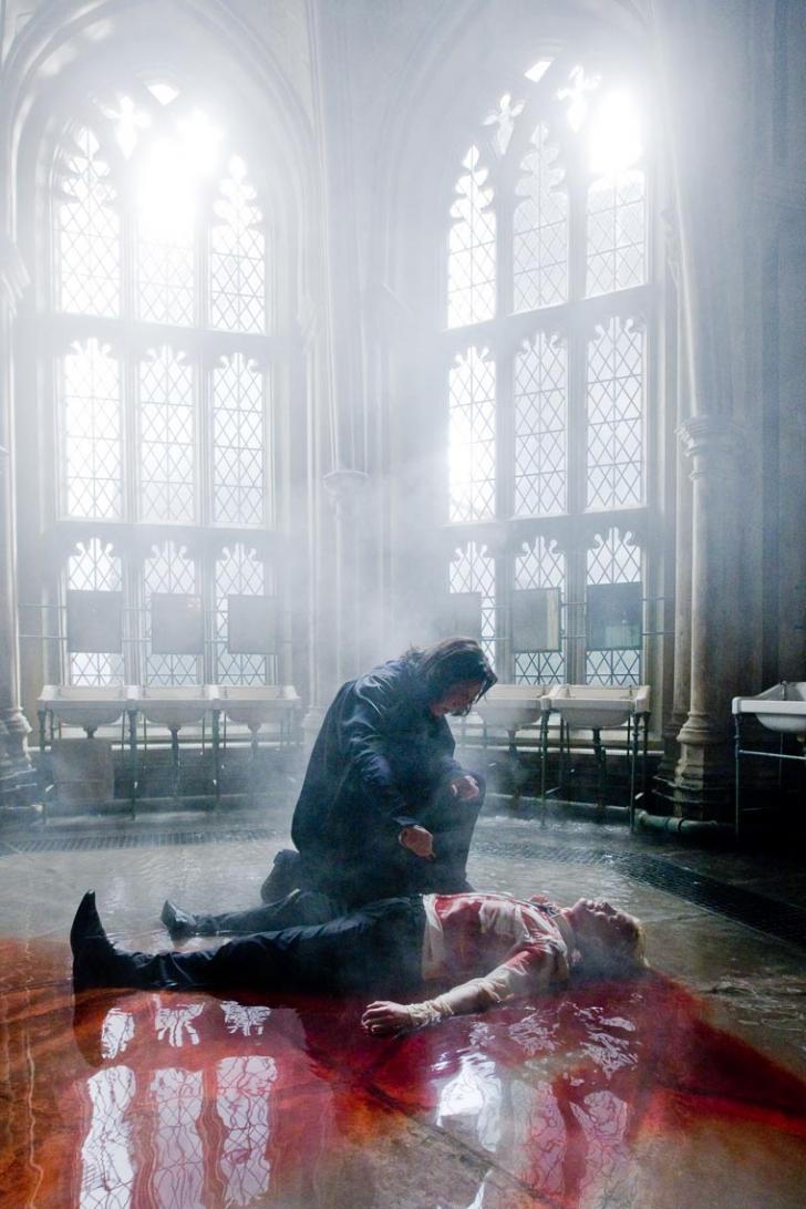 Set photo of Severus Snape healing Draco Malfoy in Harry Potter and the Half Blood Prince