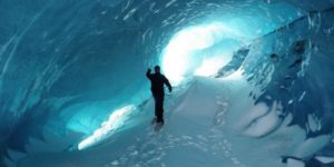 Walking through a frozen wave