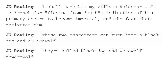 Naming characters
