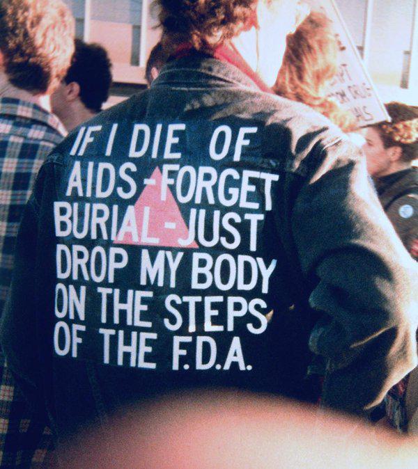 A protesters sign during the AIDS pandemic, circa 1985