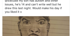 Autistic teen draws Ice Cube