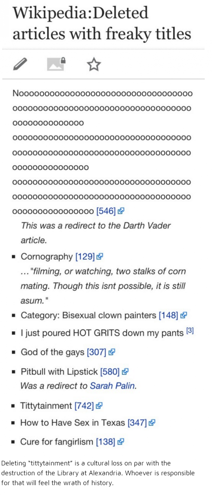 Wikipedia has something against freaky titles
