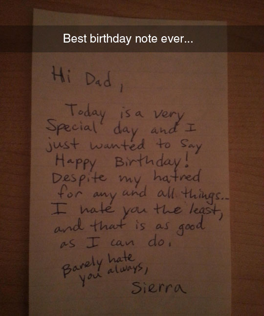 Best birthday note ever.