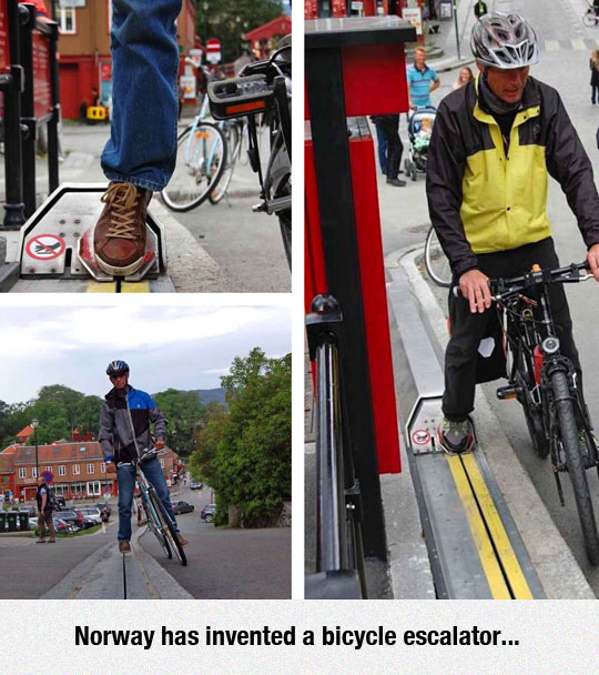 The Norwegian bicycle escalator.