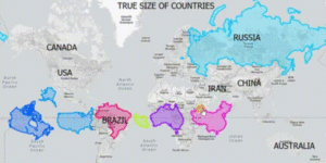 True sizes of countries