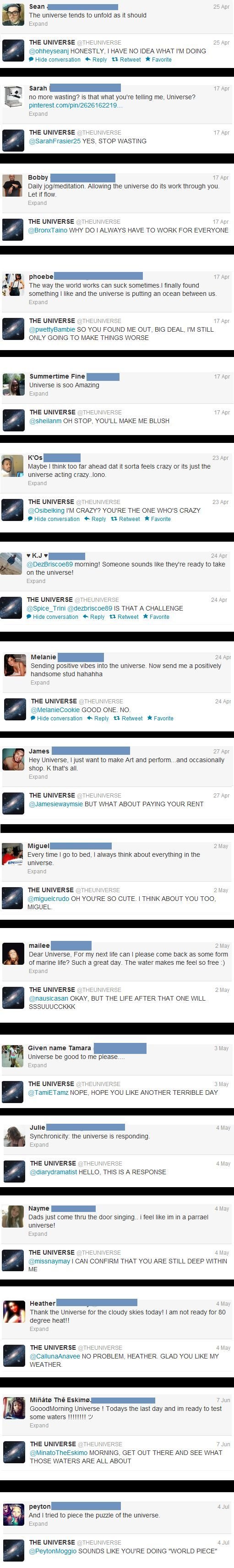 The Universe, on Twitter.