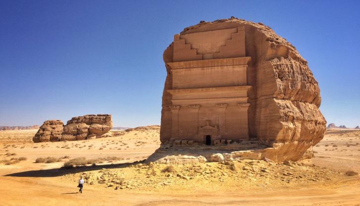 Tomb carved from a single rock in Saudi Arabia