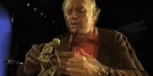 Ray Harryhausen animating a skeleton