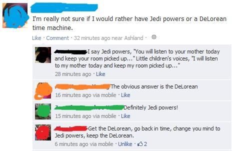 Jedi Powers vs DeLorean time machine...