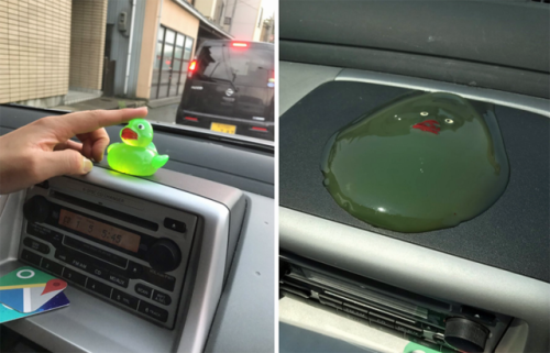 This is your rubber ducky on drugs. 120F+ in my car...