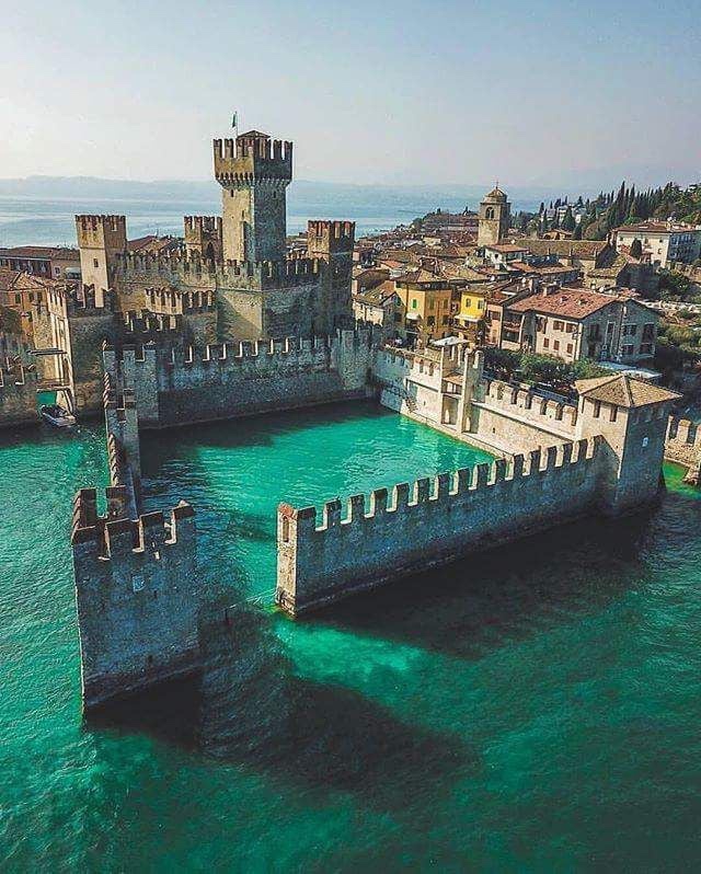 Castle in a lake, Italy.