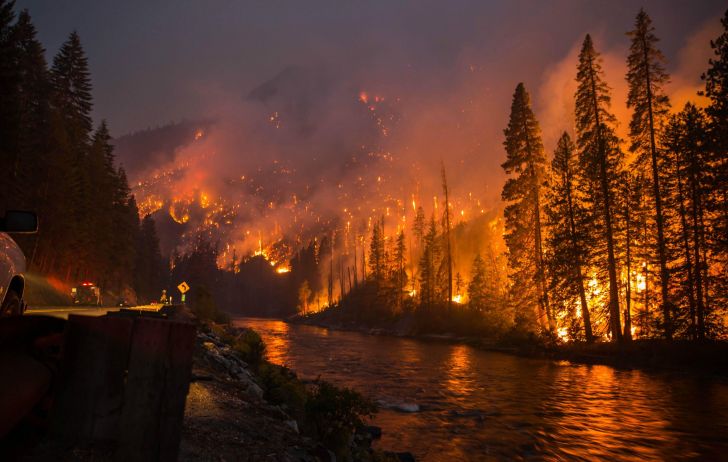 Firefighters, right now, are protecting Leavenworth, WA. They are posted every 100 yards looking for hot spots that jump the river.