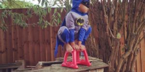 My son takes his superhero role too seriously.