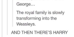 The Royal Family members are turning into the Weasleys, with irony.