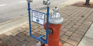 This fire hydrant has been converted into a water fountain