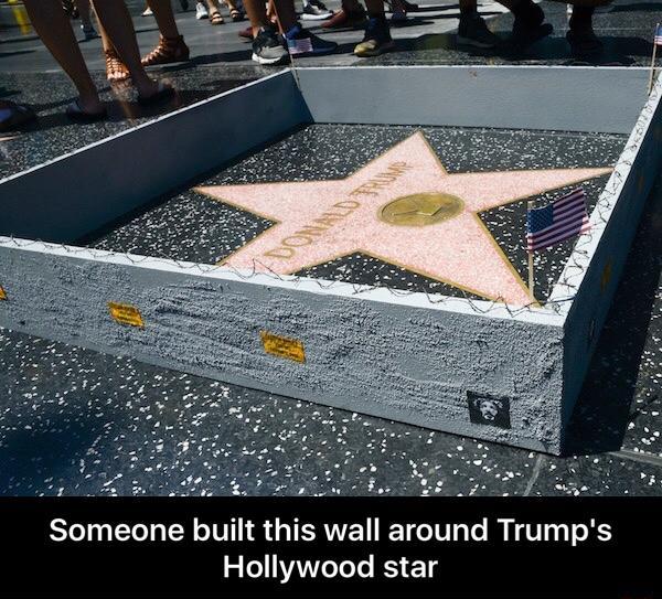 Someone built this wall around Trump's Hollywood star