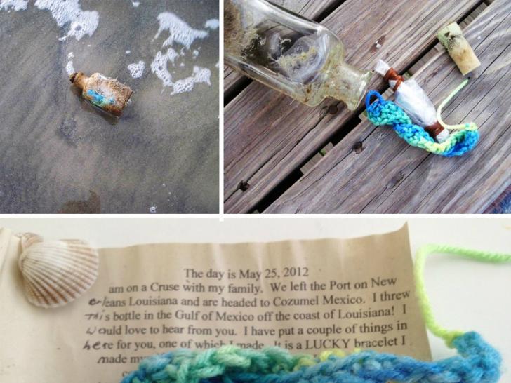 Message in a bottle found on the beach.