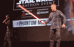Ray Park (Darth Maul) showing some lightsaber skills