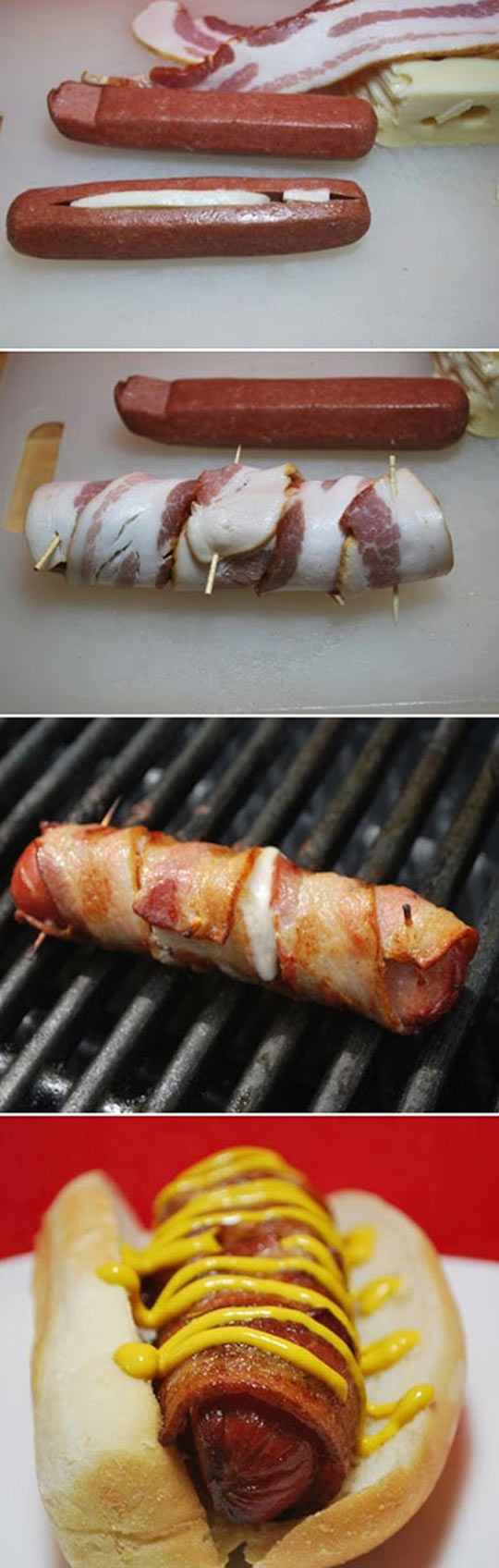 Bacon cheese dog.