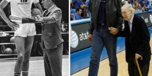 Kareem Abdul-Jabbar with John Wooden then and now.