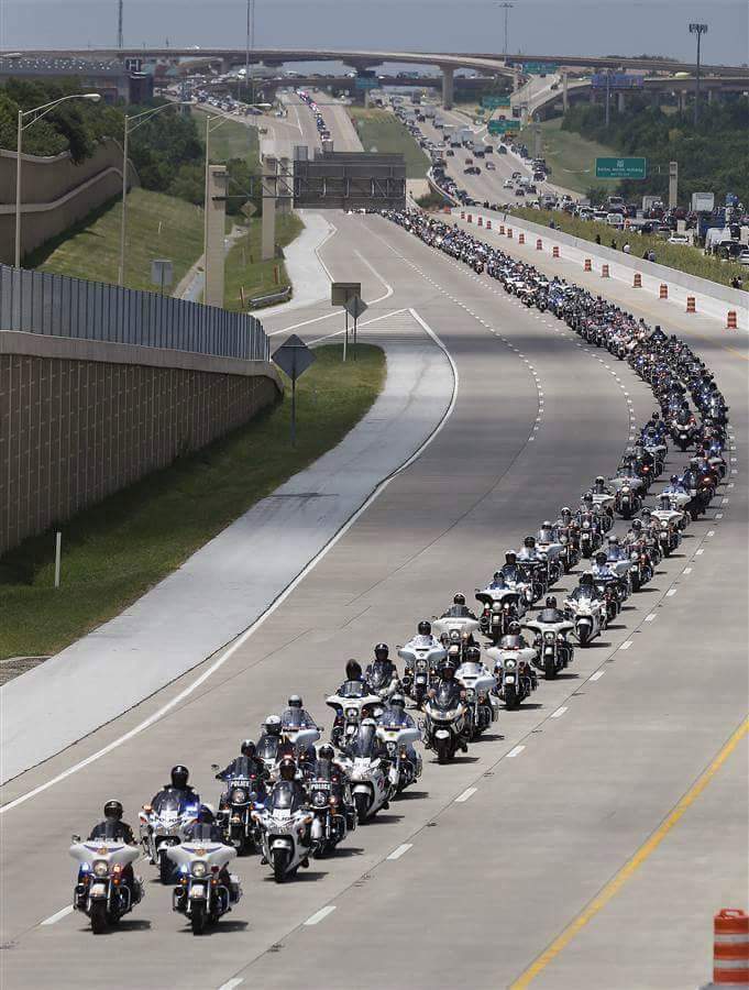 Funeral procession for the fallen Dallas police officers