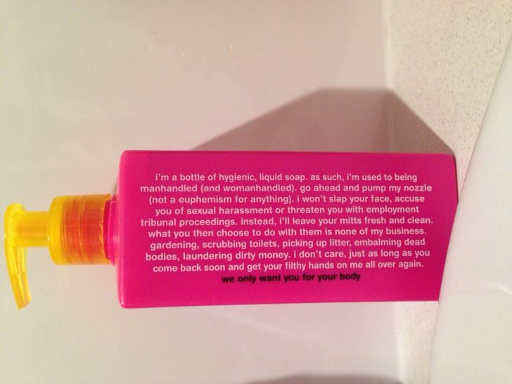 Read the back of my new hand wash. Wasn't expecting this.