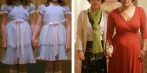 Lisa and Louise Burns from Stanley Kubrick’s ‘The Shining, photographed in 1980 and again 2015.