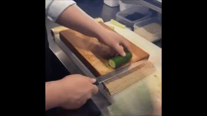 Preparing Cucumber for Sushi
