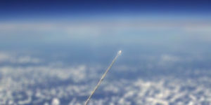 A rocket launch as seen from space.