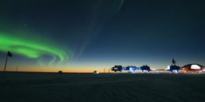 Antarctic Space Station – A view of the Halley 6 Research Station situated on the Brunt Ice Shelf, Antarctica, which is believed to be the closest thing you can get to living in space without leaving Earth.