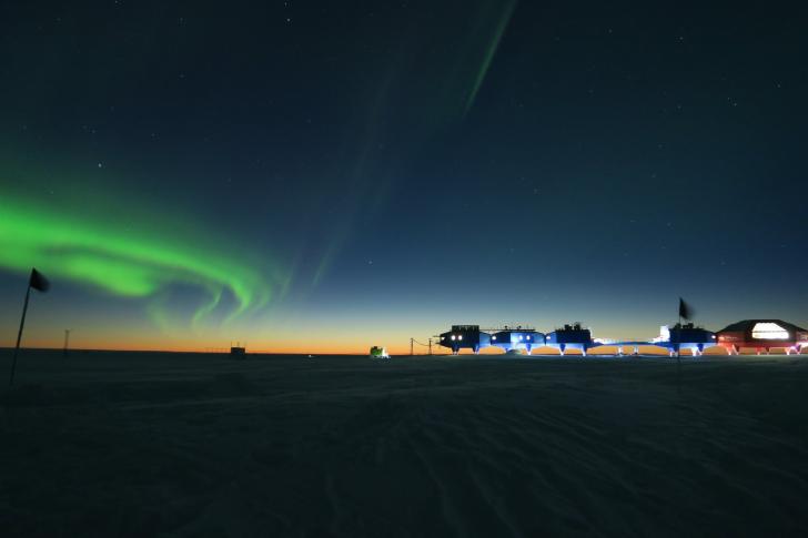 Antarctic Space Station - A view of the Halley 6 Research Station situated on the Brunt Ice Shelf, Antarctica, which is believed to be the closest thing you can get to living in space without leaving Earth.