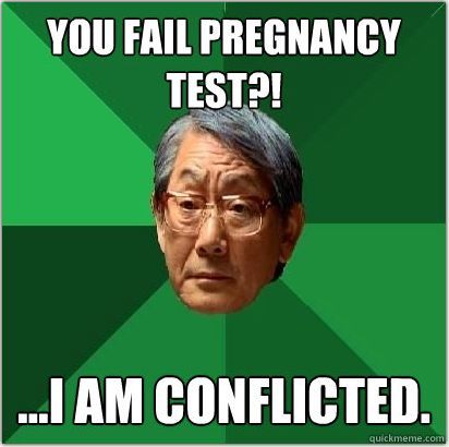 Asian father is conflicted.