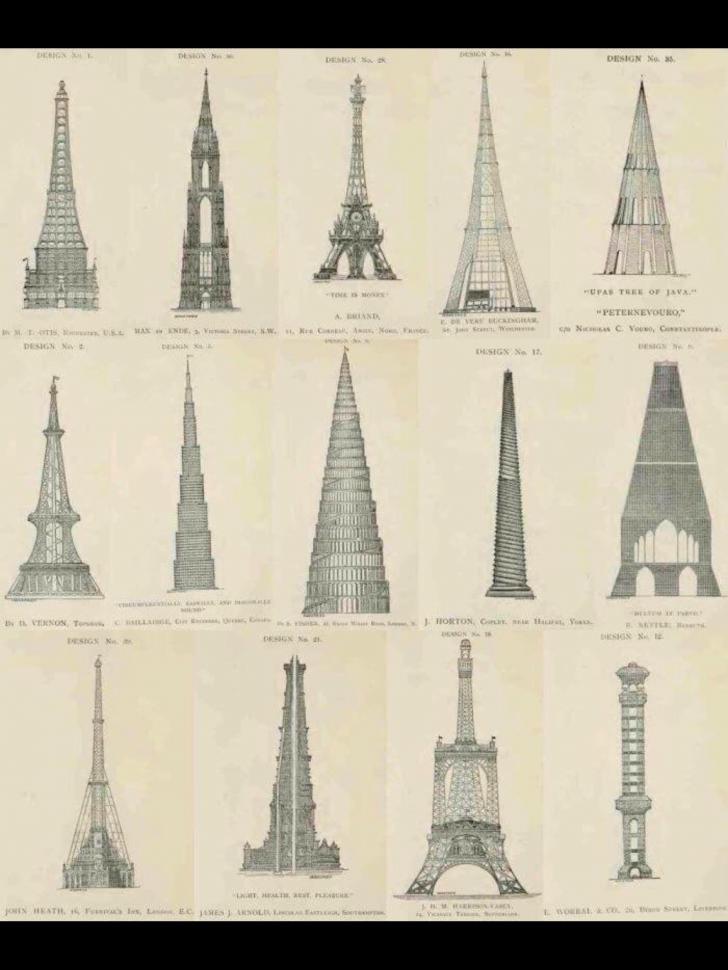 Rejected Eiffel Tower designs.