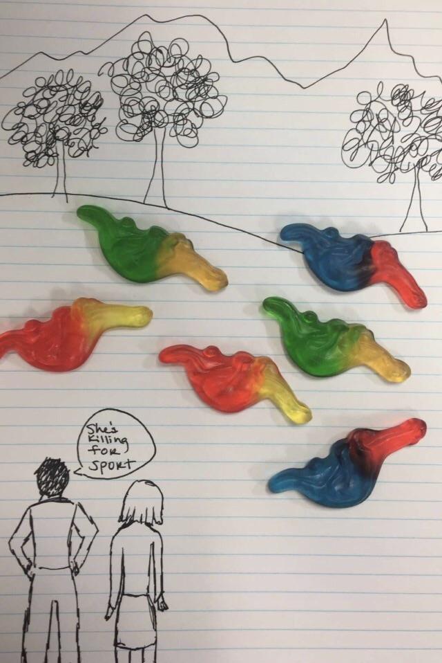 Fun with dinosaur gummies...