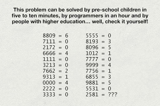 This problem can be solved by pre-school children.