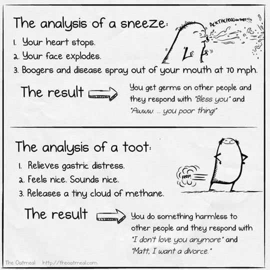 The analysis of a sneeze vs a toot.