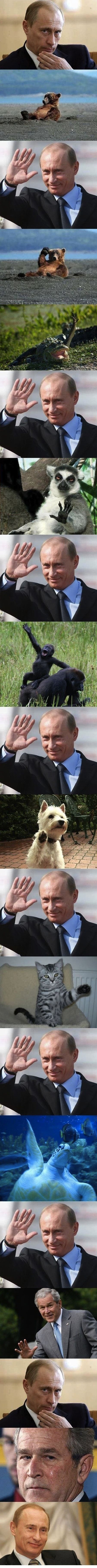 Friendly Putin is friendly.