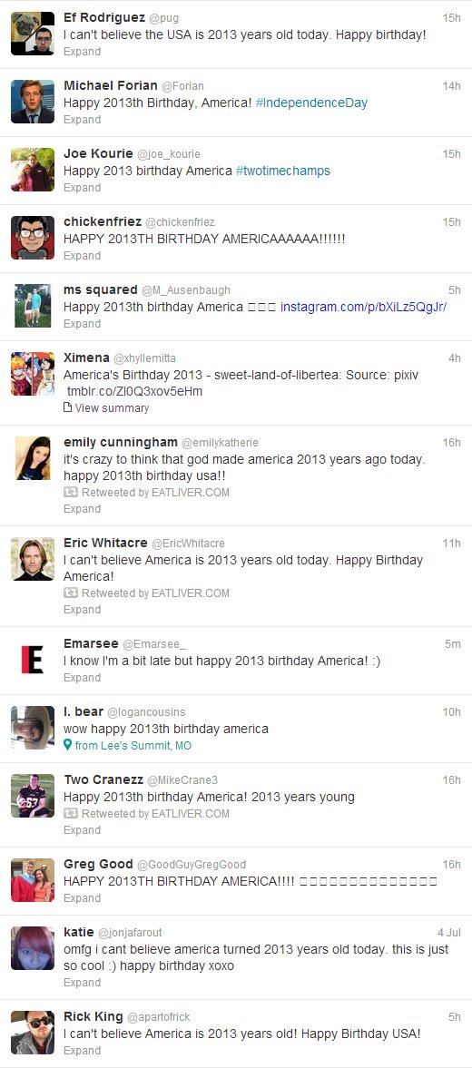 So America recently had a birthday...