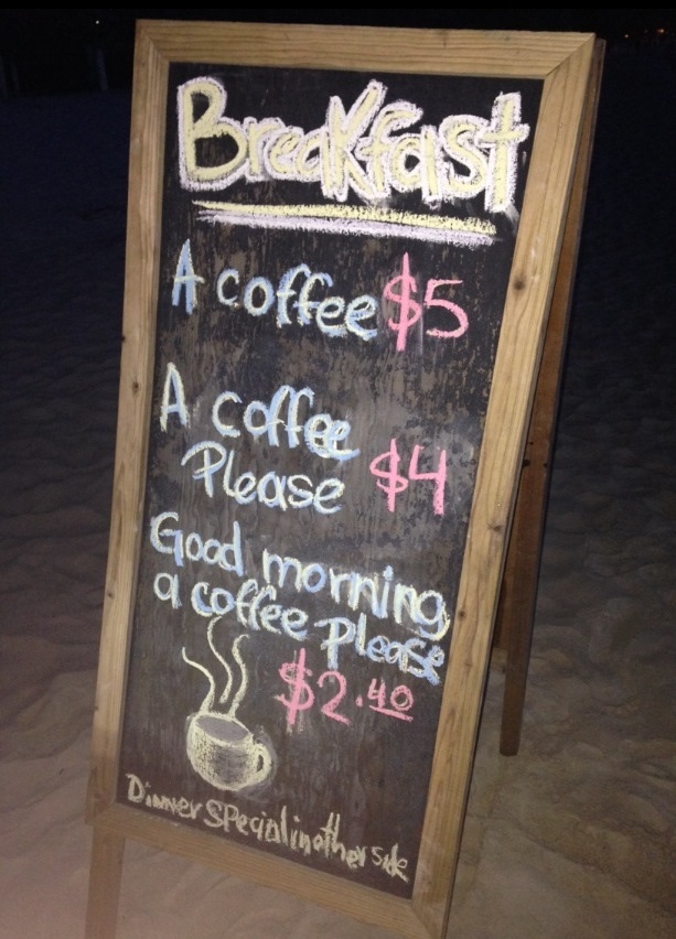 Morning coffee pricing