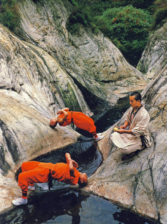 Shaolin monks training.