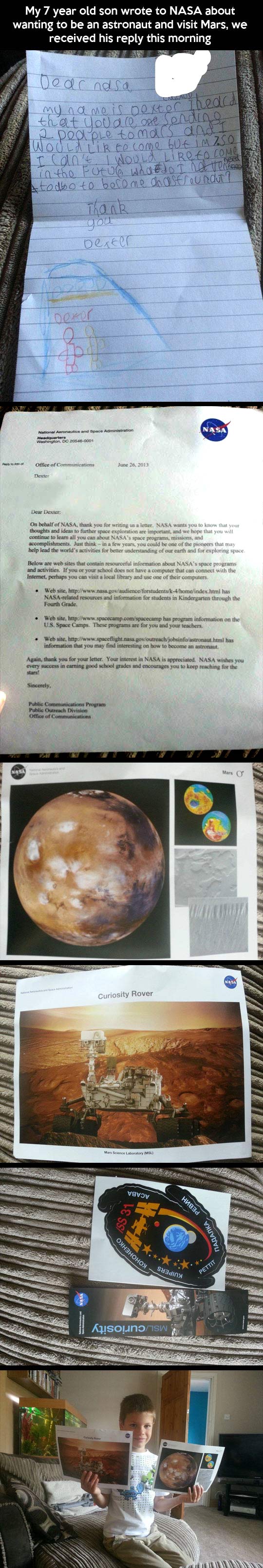 Writing letters to NASA.