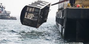 Subway cars being dropped in the ocean in rocky areas to create habitats for sea life, apparently.