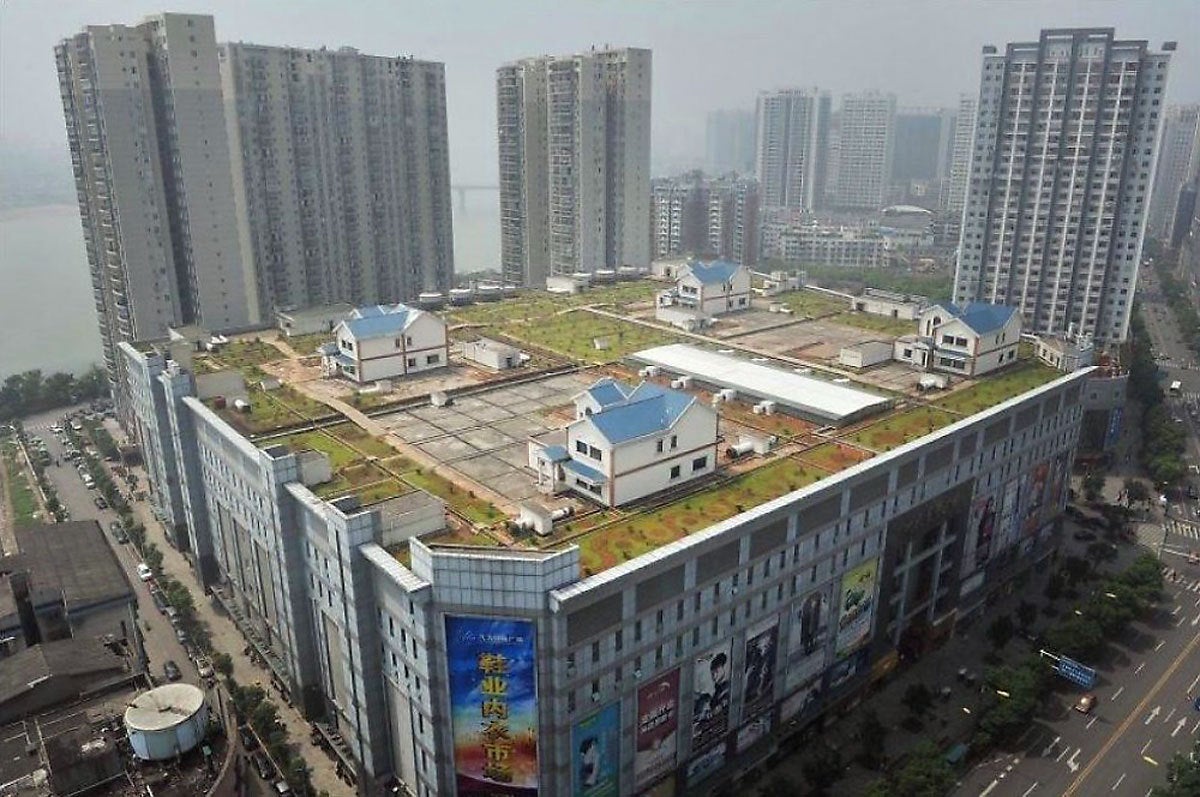 Private homeowners on top malls in China.