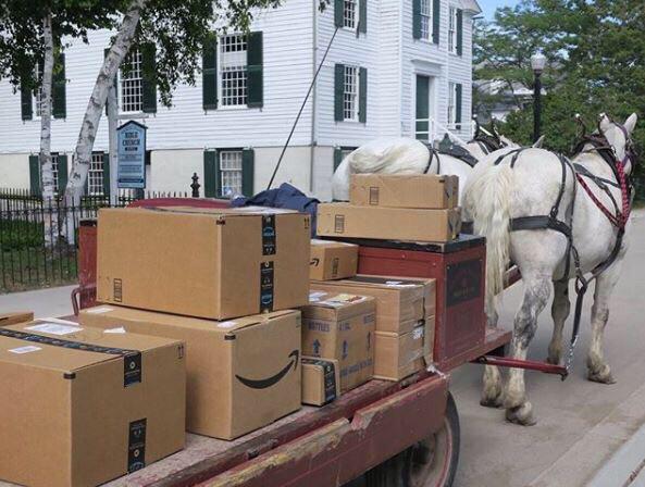 Amazon delivers packages on Mackinac Island, Michigan, where motor vehicles aren't allowed.