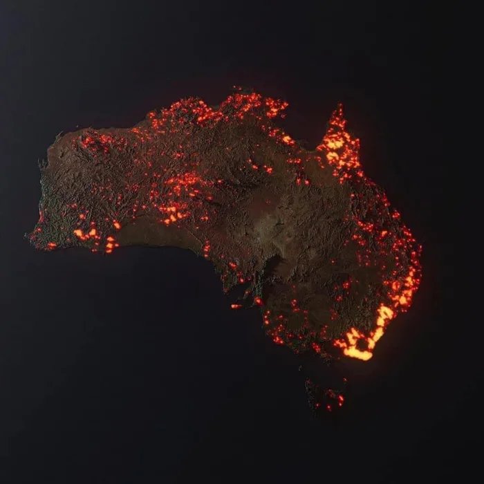 3D visualization of the fires in Australia