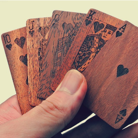 Wooden deck of cards.