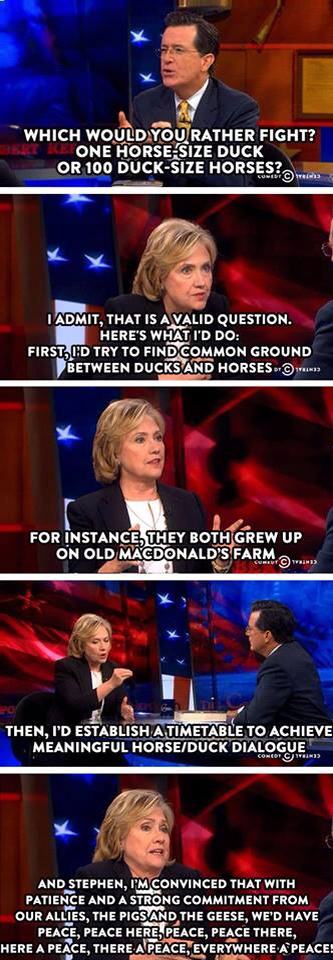 Hillary Clinton and Colbert's horse/duck conversation