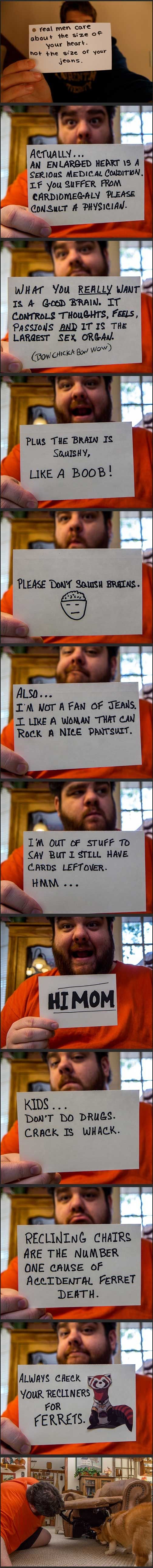 Wisdom on notecards.