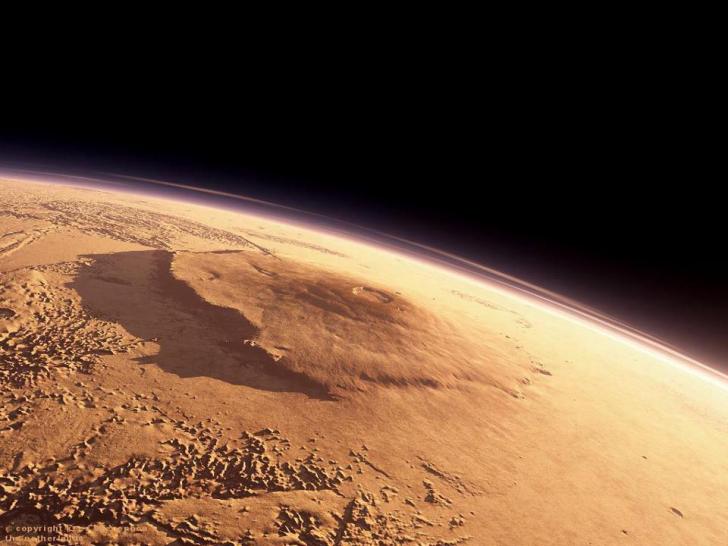 Mars' Olympus Mons, the tallest mountain in the solar system.